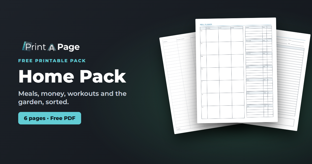 Home Pack: Meals, money, workouts and the garden, sorted.