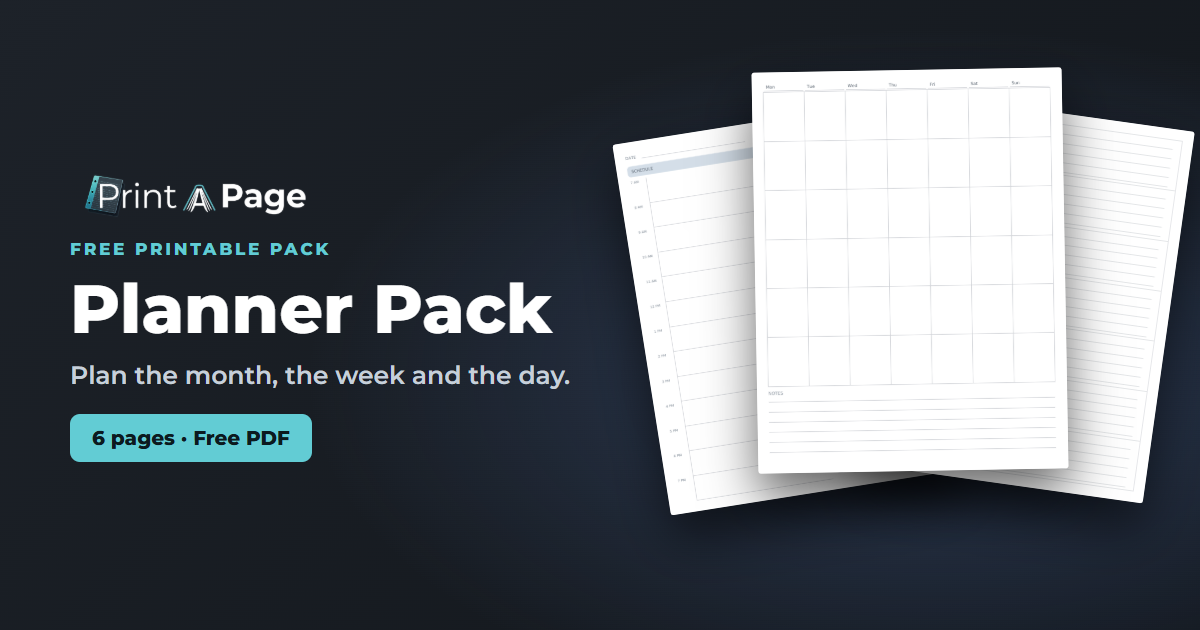 Planner Pack: Plan the month, the week and the day.