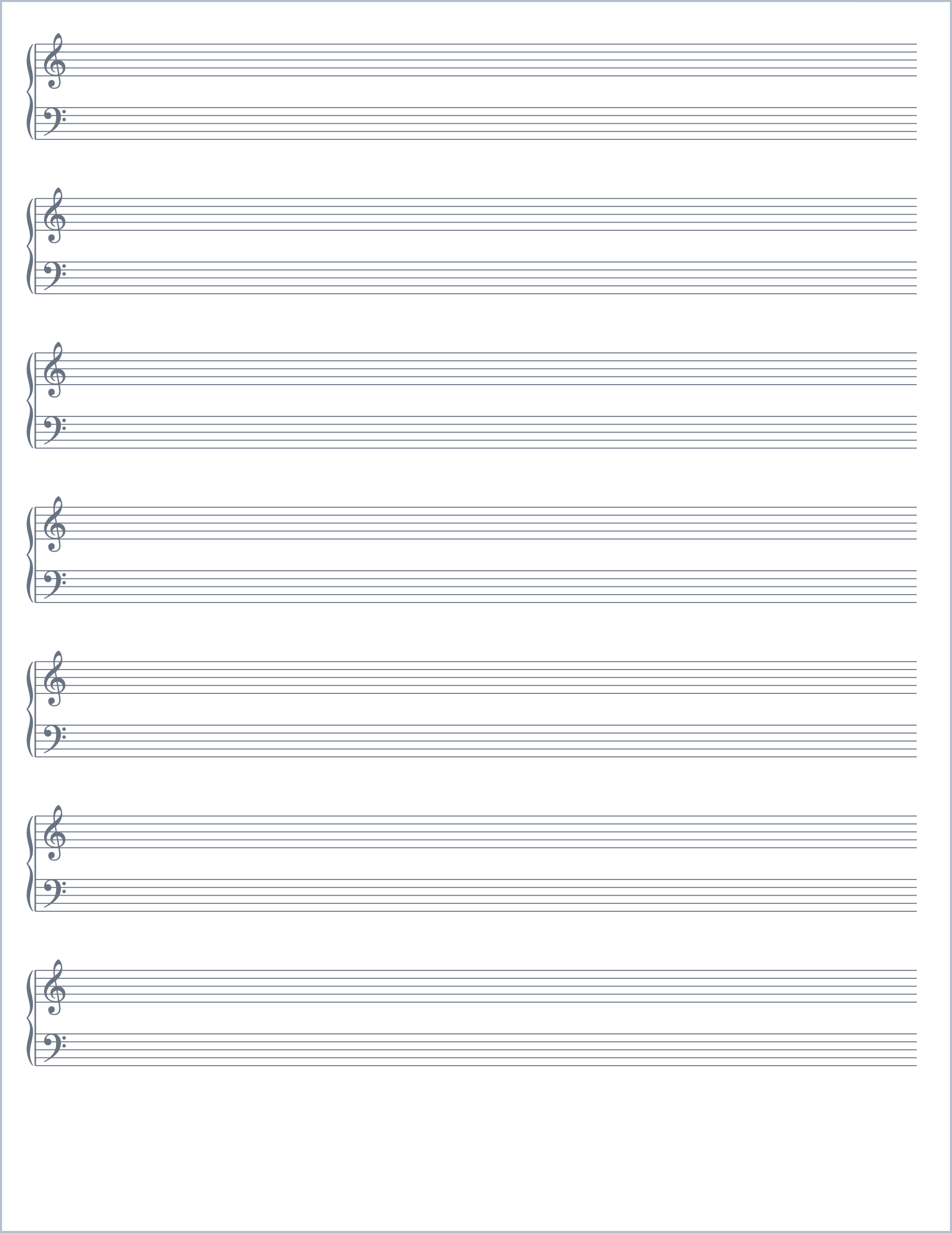 Free Printable Grand Staff Paper – piano staff paper, US Letter