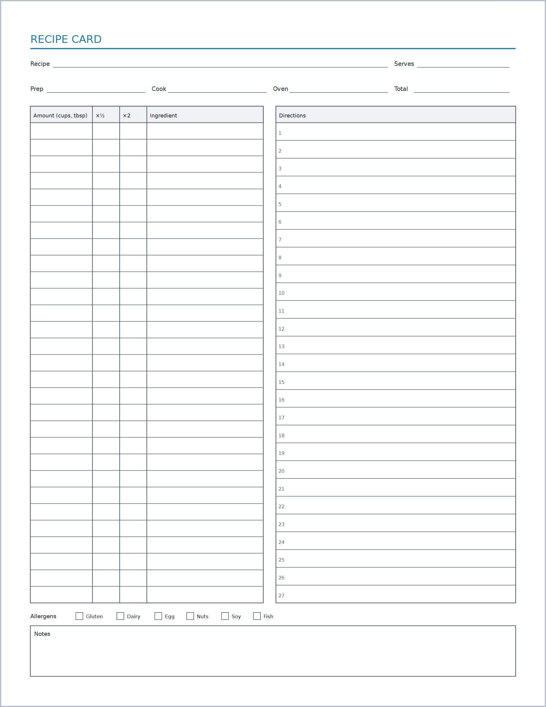 Printable Recipe Card Template – printable recipe cards, US Letter