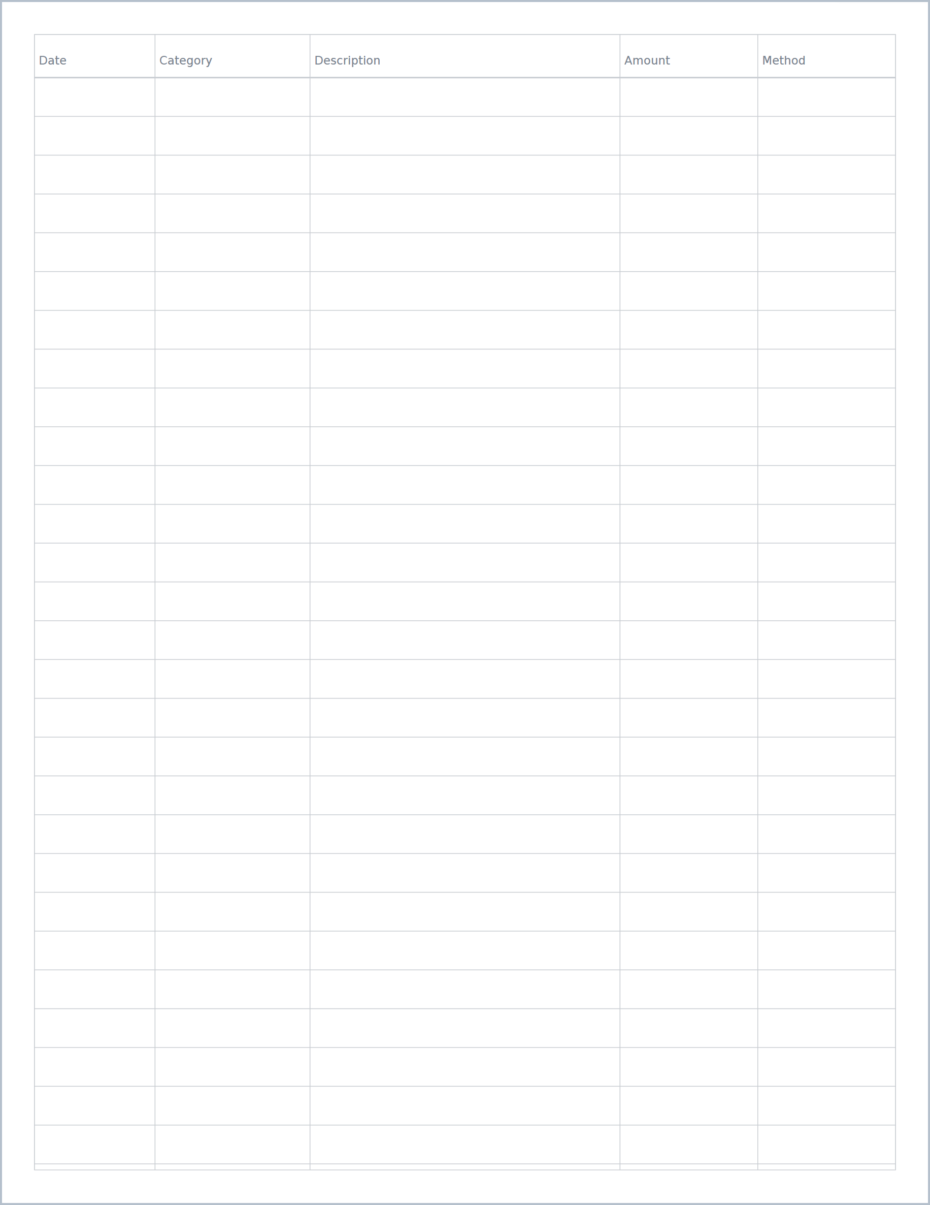 Printable Spending Tracker – expense tracker, US Letter