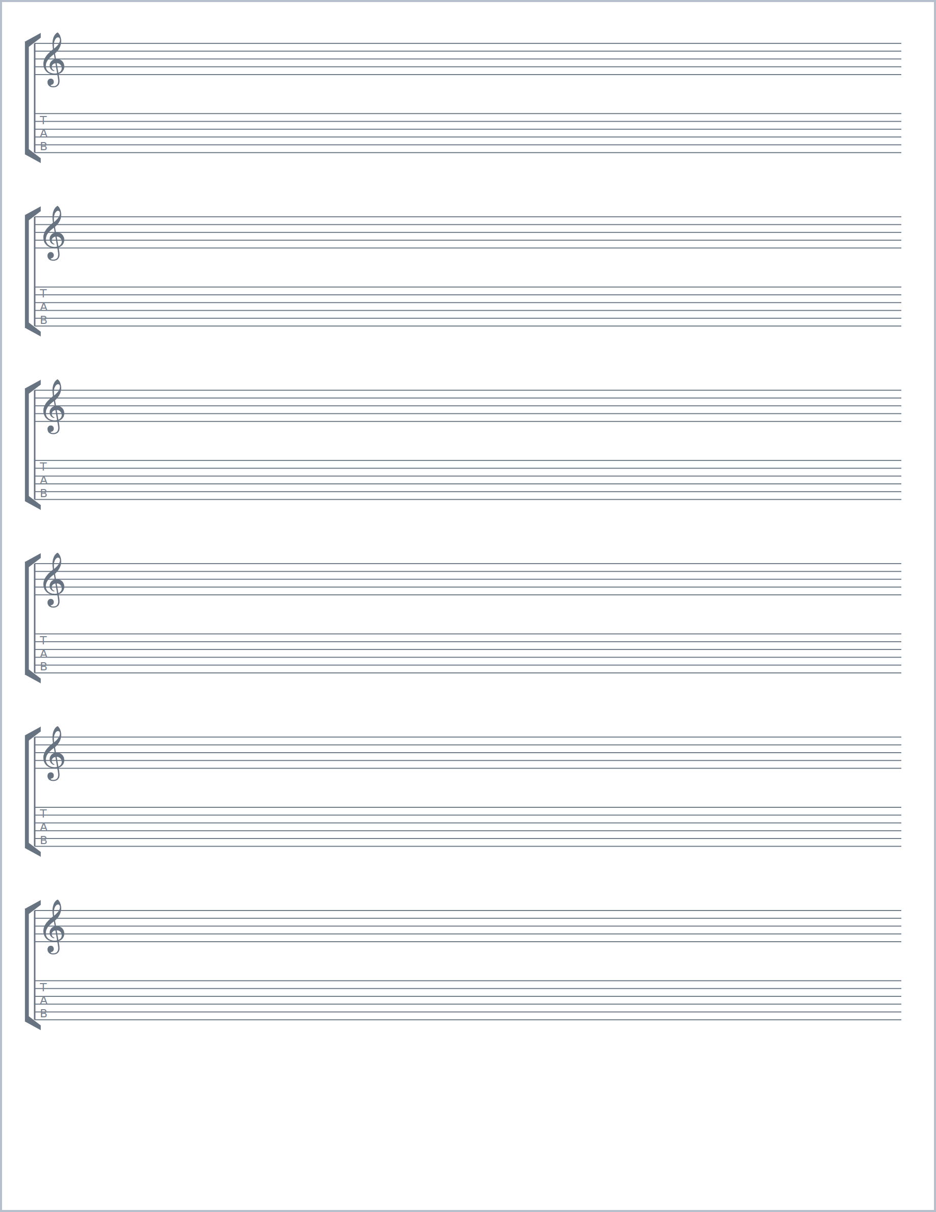 Printable Staff and Tab Paper – guitar staff with tab, US Letter