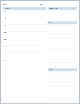 Daily planner printable paper