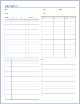 Event & party planner printable paper