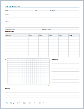 Science lab observation printable paper