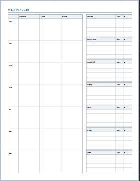 Meal planner & grocery list printable paper