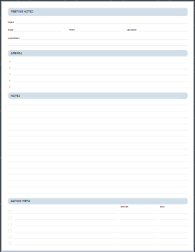 Meeting Notes Template printable